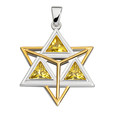 Merkaba Gelb - Anhänger - teilvergoldet, mit Zirkonia